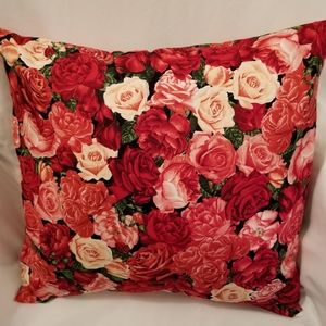 Pink/Red Floral Covered Pillow